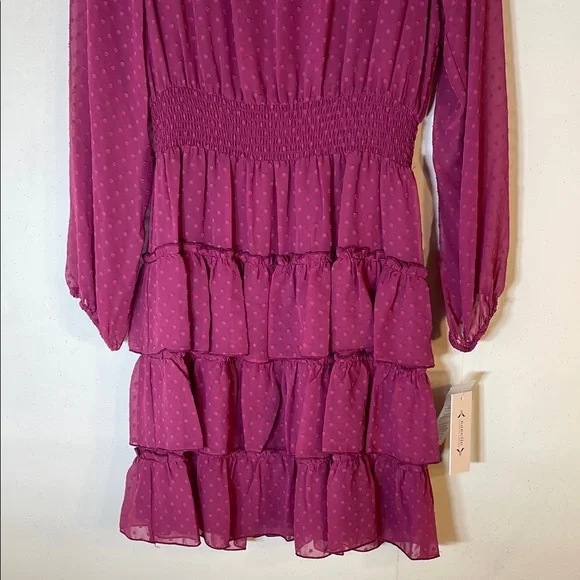 NWT. Nanette Lepore 12 Raspberry Radiance High Neck Long Sleeve Dress. - Picture 6 of 12